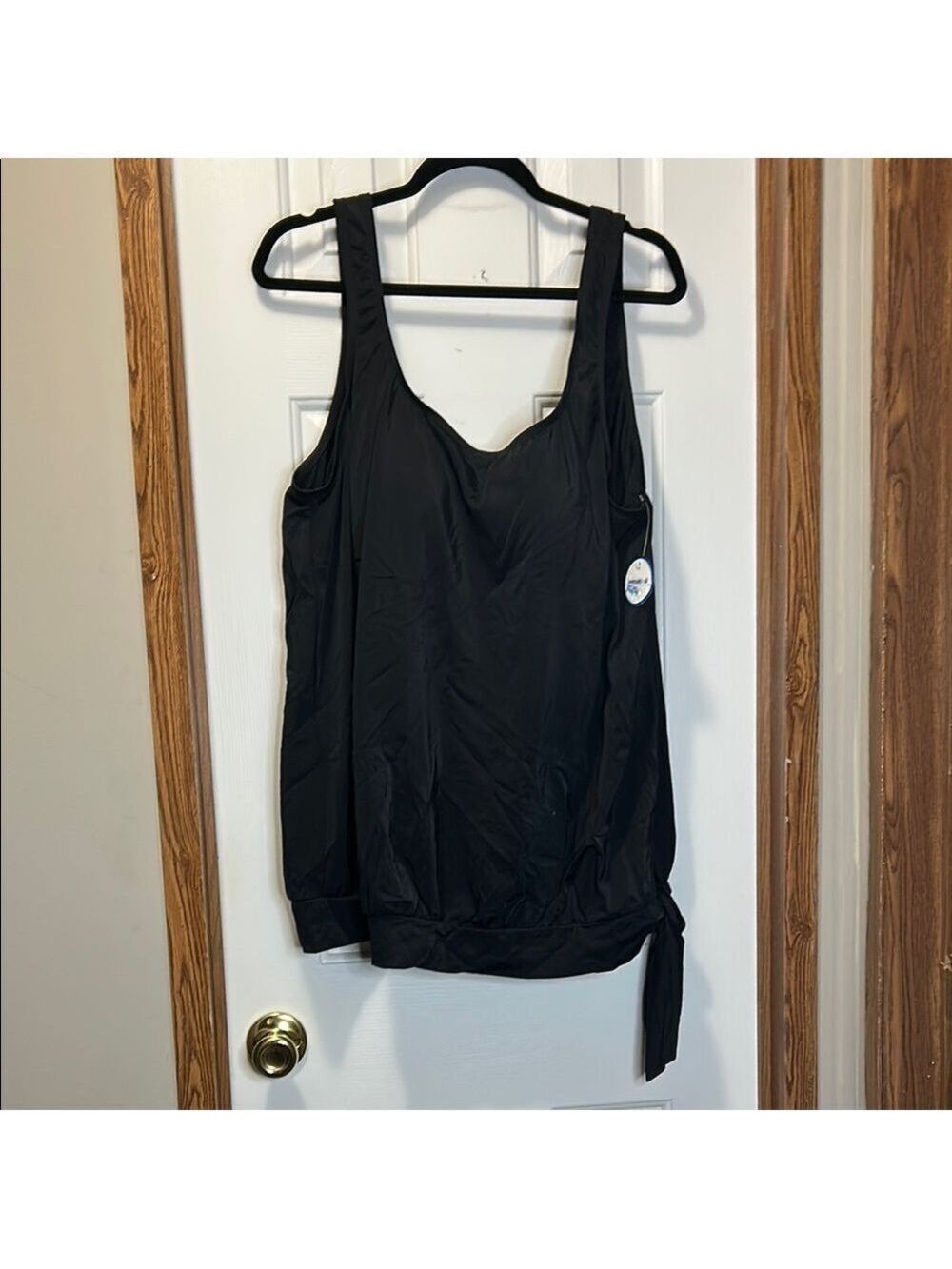 Swimsuits For All Black Sleeveless Tie Front Tankini NWT
